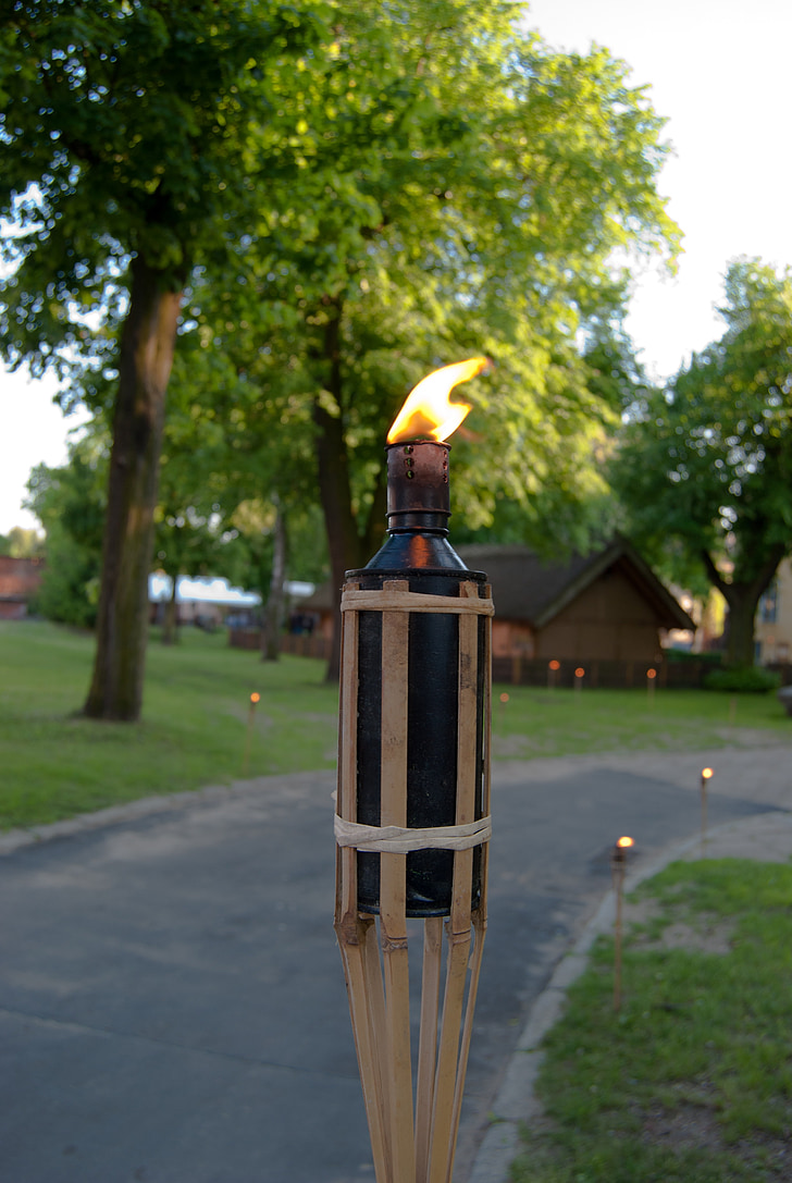 torch, fire, way, outdoors
