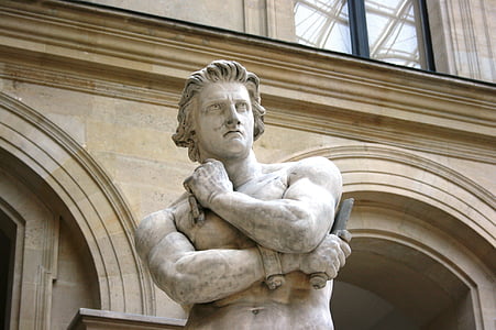 Spartacus, veistos, Louvre, patsas, arkkitehtuuri, Euroopan