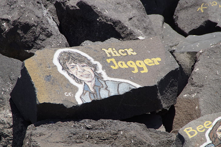 Mick jagger, muzikant, kunst, schilderij, stenen, oever stenen, Portret