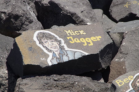 Mick jagger, músic, Art, pintura, pedres, riba pedres, Retrat