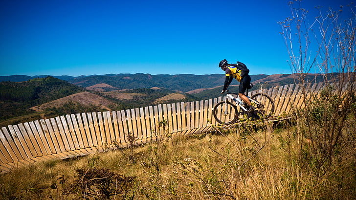 mountain, trail, singletrack, horizon, landscape, mountain biking, bike