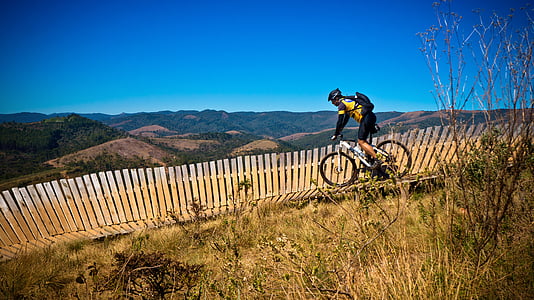 muntanya, sender, singletrack, horitzó, paisatge, bicicleta de muntanya, bicicleta