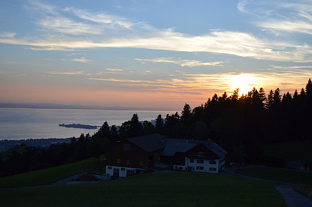 Bodensko jezero, sončni zahod, vode, abendstimmung, nebo, romance, tiho