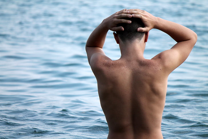 sea, water, holiday, summer, guy, back, body