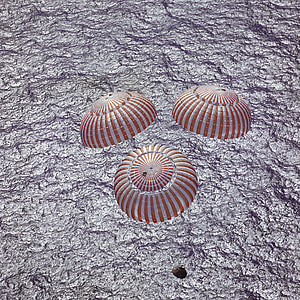 capsula spaziale, paracadutismo, Apollo 16, con equipaggio, spazio, missione, recupero