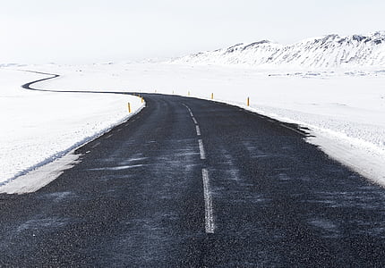 roadway, snow, road, winter, cold, white, landscape