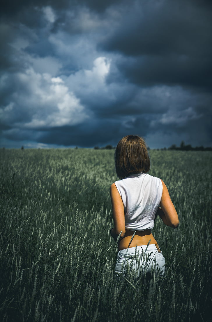 cropland, female, girl, grass, outdoors, person, woman