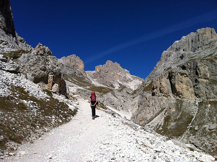 trekkking, Hora, modrá, obloha, krajina, Rock, horolezectví
