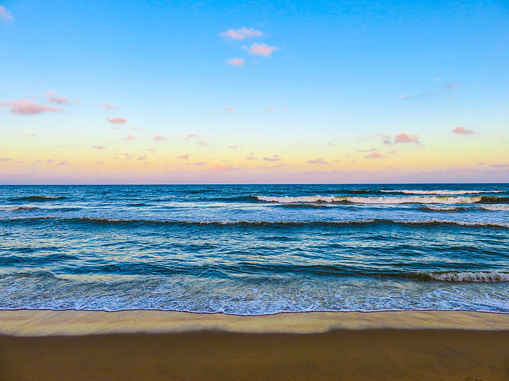 beach, dusk, nature, ocean, sand, scenic, sea