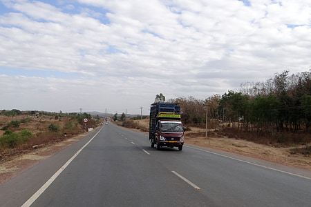 고속도로, nh 4, dharwad, 상품 캐리어, 트럭, 트럭, 인도