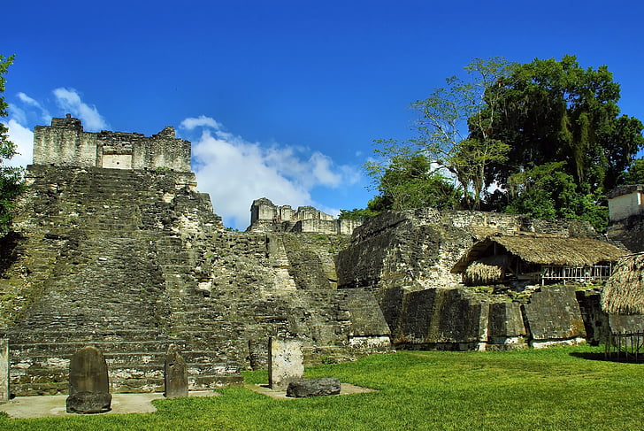 Guatemala, Tikal, Maya, civilizáció, Kolumbiai, romok, hely