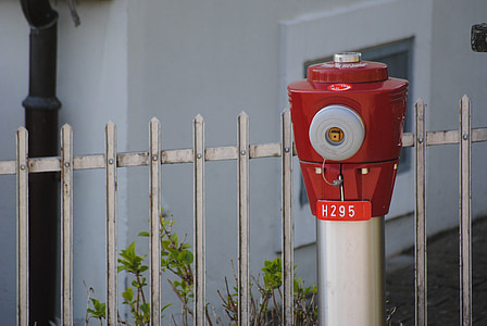 hidrants, vermell, jardí, foc, inoxidable, hidrants bomber, aigua de lluita contra incendis