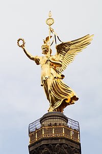 berlin, siegessäule, landmark, sculpture, imposing, places of interest, gold