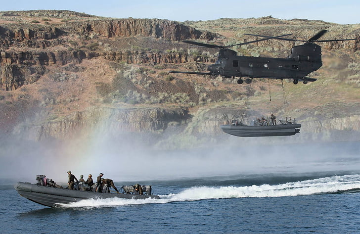 militer, taktis, pelatihan, perahu, Sungai, mempercepat, helikopter