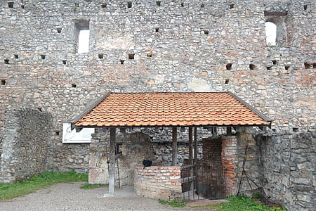 Fontanna, Zamek oraz, eisenberg zamek, Zamek, kamienie, ściana, Średniowiecze