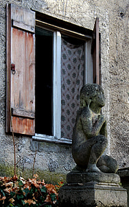 ventana, estatua de, Cementerio, Munich, Ángel, cortina