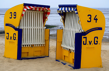 silla de playa, Playa, mar, Costa, Mar del norte, días de fiesta, vacaciones
