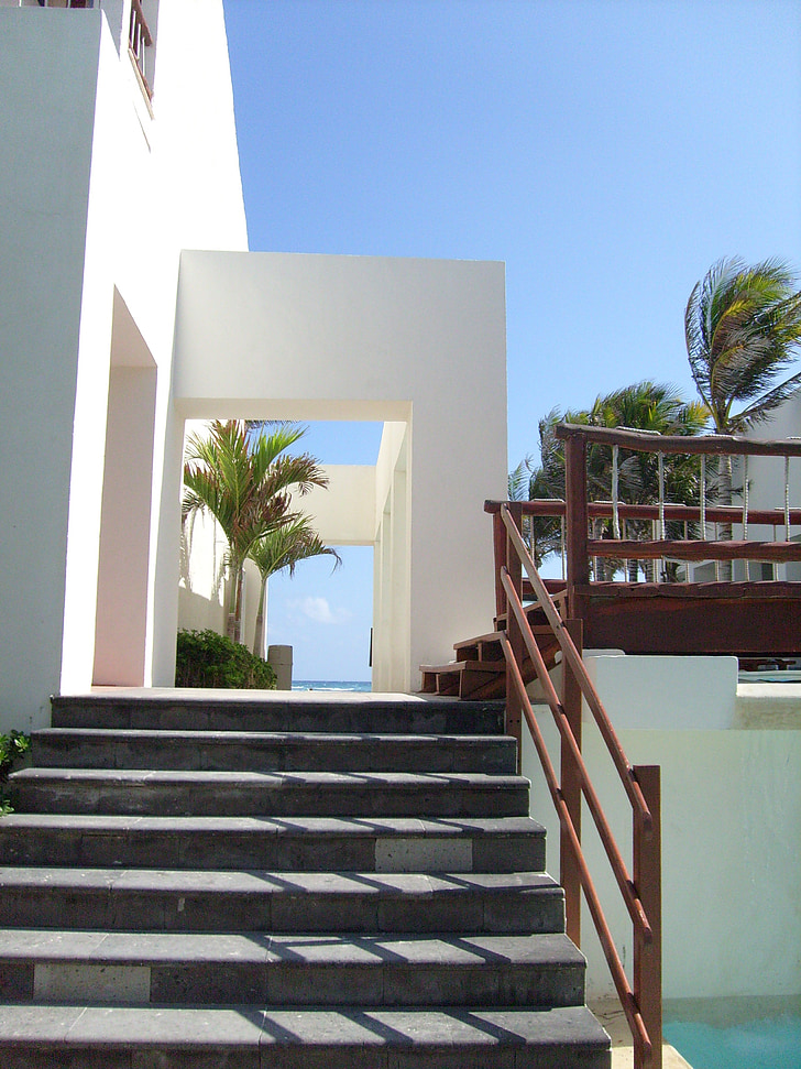 stairs, hotel, holiday, architecture, shadows, daytime, exterior