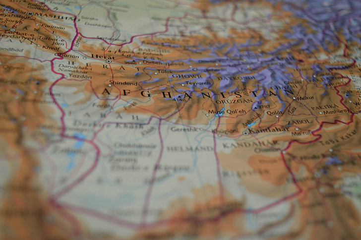 kort, Afghanistan, Atlas, Mellemøsten, Asien, geografi, rejse