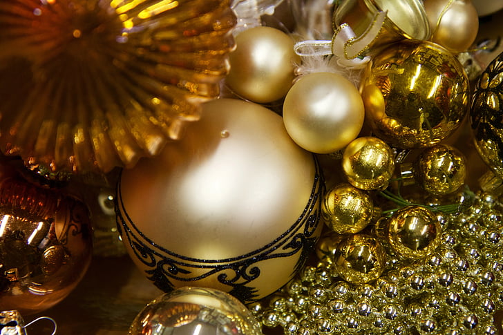 Advent, rum dekorationer, glaskugeln, färg, gyllene, jul, dekoration
