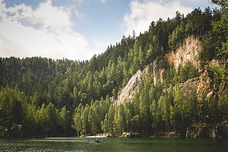 lake, rocks, woods, nature, beauty, outdoors, landscape