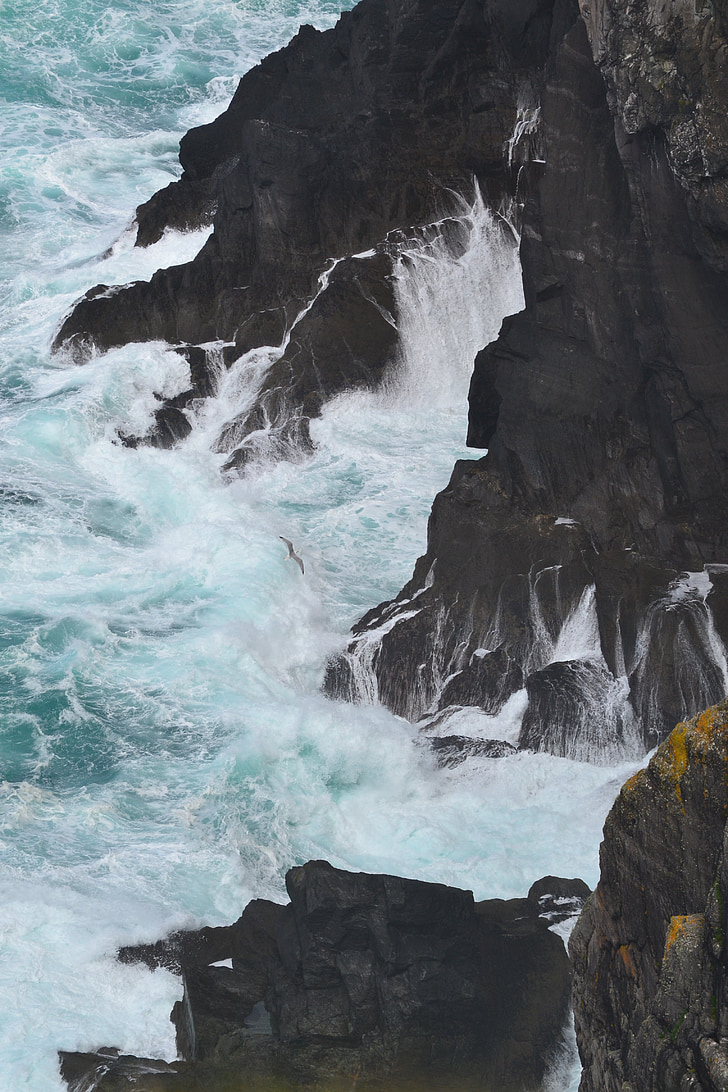 rocas, ondas, Océano, Costa, Atlántico, Irlanda