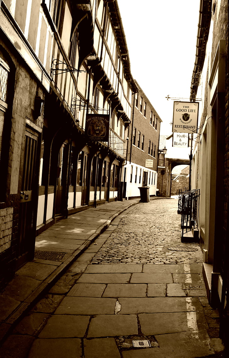 mesto, Shrewsbury, Shropshire, Anglija, stari, arhitektura, mesto
