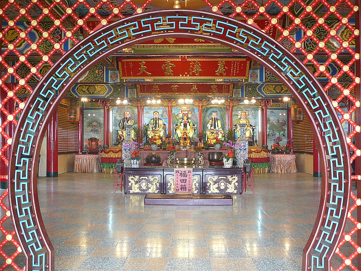 Temple, Taiwan, entrada, decoració, xinès, religió, Àsia