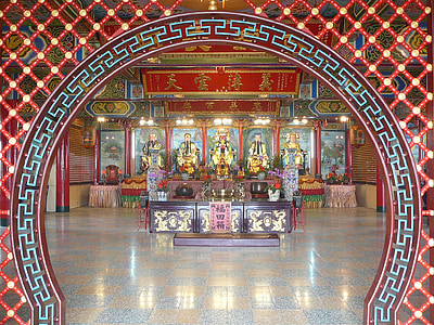 templis, Taivāna, ieeja, apdare, Ķīniešu, reliģija, Āzija