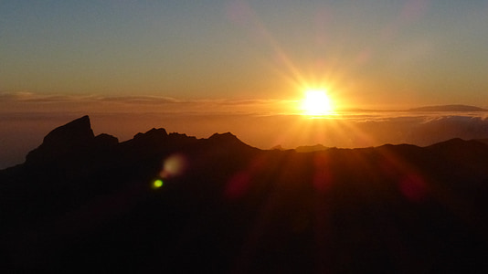 zalazak sunca, teritorijalna obrana planine, Sunce, Sigurnosno svjetlo, Tenerife, Kanarski otoci, proći