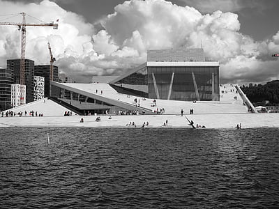 Oslo, Opera, Şehir, yeni binalar, şehir merkezinde, Norveç