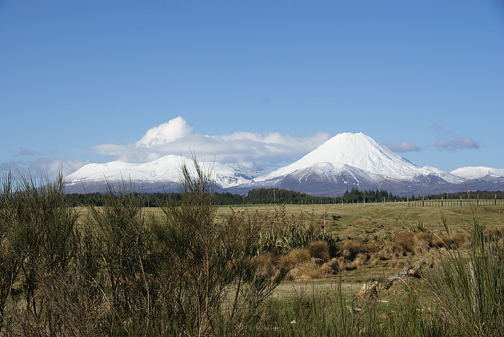 august 2009, Tongariro np, NZ, en solfylt vinterdag