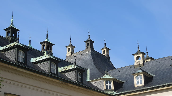 roof, gable, towers, architecture, battlements, window, roofing