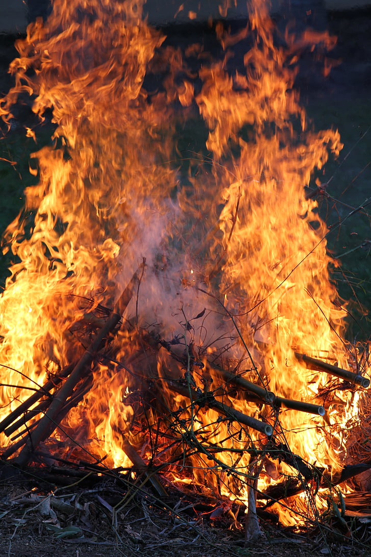 oheň, Bonfire, plameny, dřevo, vypálit, vypalování, oranžová
