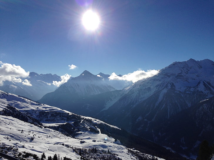 Österrike, Alpin, Panorama, vinter, Outlook, vintrig