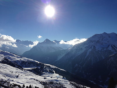 Áustria, Alpina, Panorama, Inverno, perspectivas, invernal