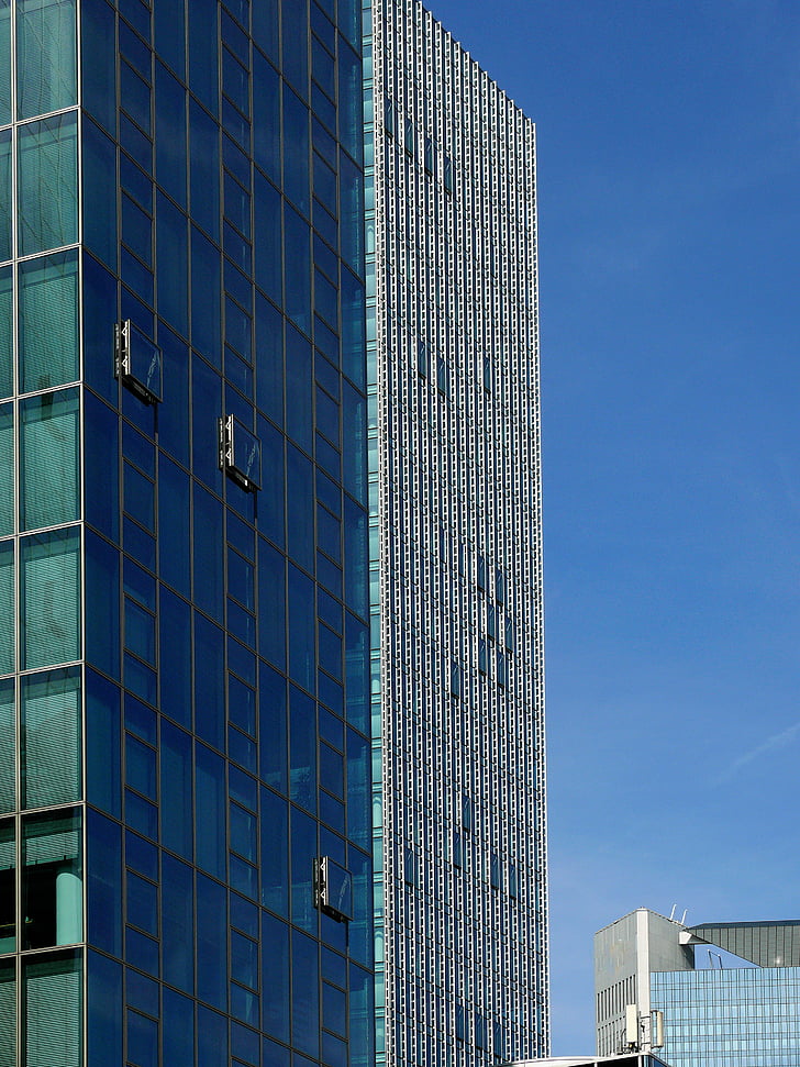 architecture, bank skyscraper, office building, high rise office building, facades, window, frankfurt