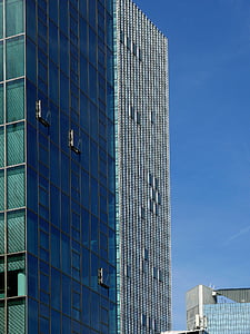 arquitectura, rascacielos de Banco, edificio de oficinas, edificio de oficina, fachadas, ventana, Francfort