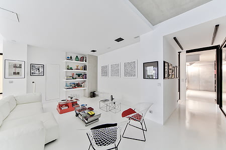 ophold, skandinavisk stil, hvid rum, skandinaviske sofa, skandinaviske loft, stol, indendørs