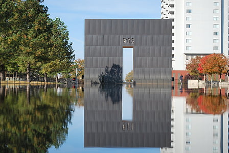 memorial oklahoma, oklahoma, terrorism, architecture, reflection, built Structure, building Exterior