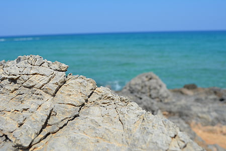 beach, bleu, stone