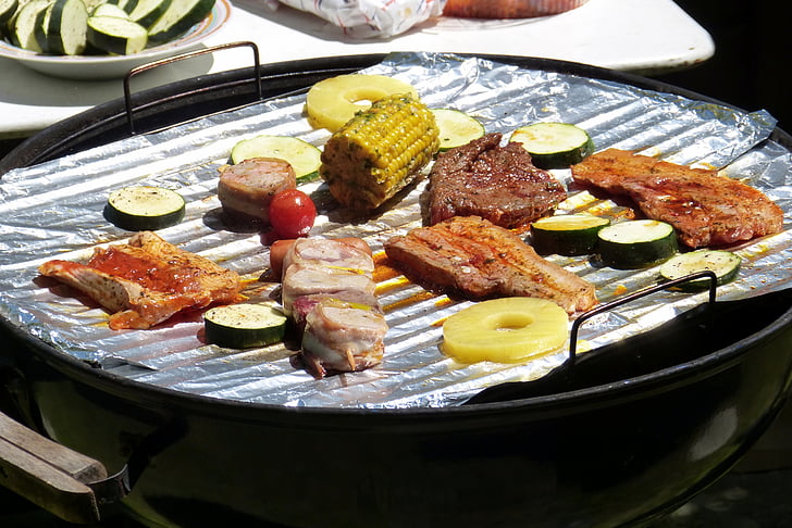 grilling, grill, barbecue, meat, vegetables, fry, cook