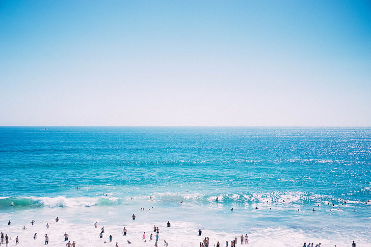 Mar, oceà, blau, l'aigua, ones, horitzó, cel
