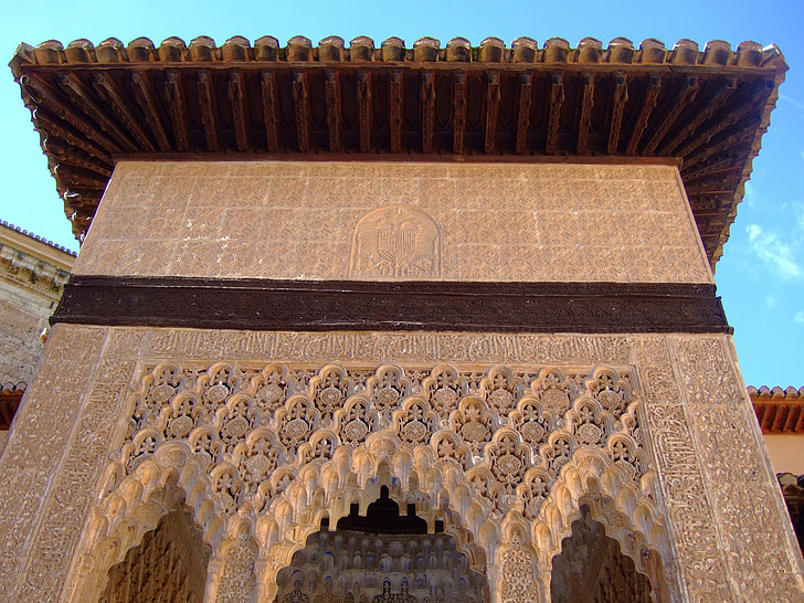 Alhambra, Granada, Andalúzia, Španielsko, Patio, Levy, Architektúra