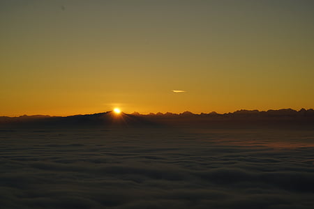sunrise, tödi, alpine, mountains, alps, mountain range, fog