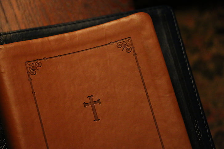 holy, bible, black, leather, brown, wooden, board
