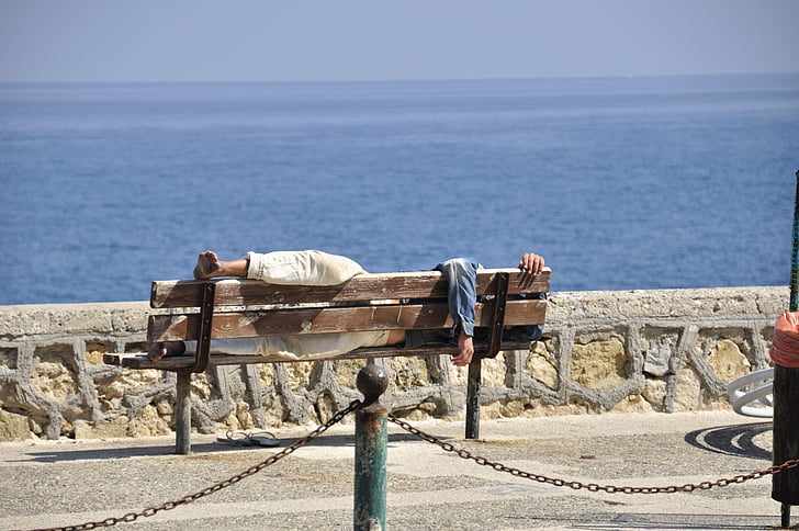 Grecia, somn, Banca, mare, vacanta, cer, plajă