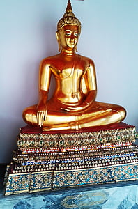 szobrászat, Buddha, vallás, Royal palace bangkok, arany szobor, utazás, turizmus