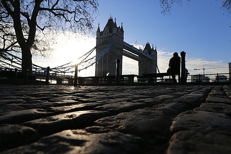 Londres, Pont de la torre, llocs d'interès, matí, cel, Pont, Regne Unit