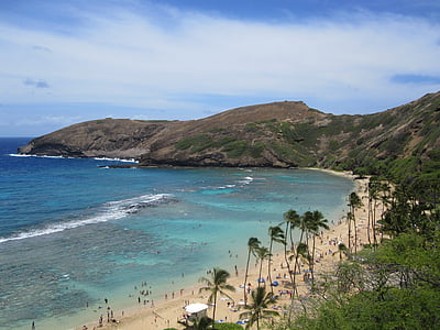 Hanauma Baai, Hawaii, strand, geboekt, zee, kustlijn, natuur